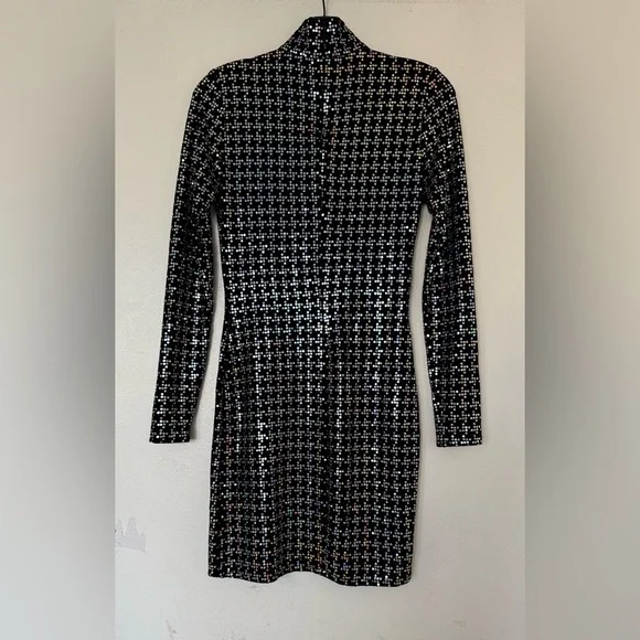 L'AGENCE Cher Black Sparkle Turtleneck Mini Dress, pre-owned, size XS/T - Picture 4 of 8